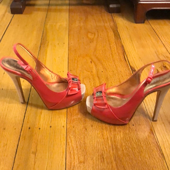 Pink and Beige bcbgeneration platform peeptoe heel - Picture 3 of 6